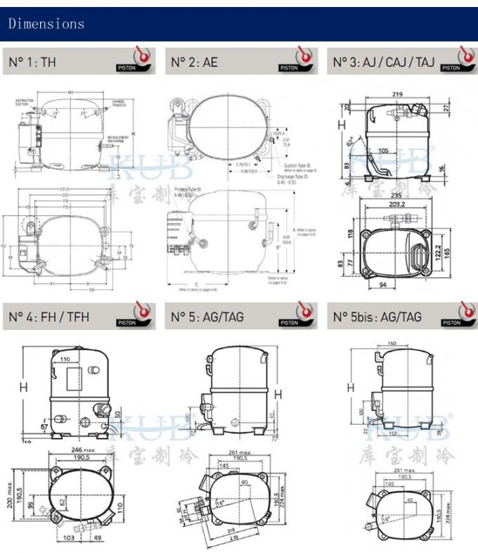 Tecumseh Caj2464z TAJ R404a Cold Storage piston Compressor 1.5hp 220v