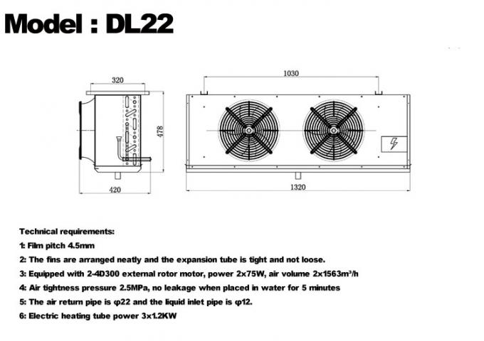 DL series DL22 unit cooler CE certification customized air cooler 3HP cold storage evaporator ceiling evaporator, suitable for warehouse refrigeration, cold storage chamber，vegetables cold storage 0