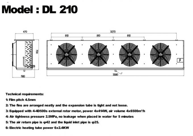 DL series DL22 unit cooler CE certification customized air cooler 3HP cold storage evaporator ceiling evaporator, suitable for warehouse refrigeration, cold storage chamber，vegetables cold storage 10