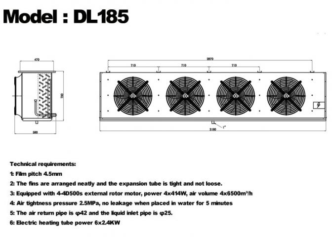 DL series DL22 unit cooler CE certification customized air cooler 3HP cold storage evaporator ceiling evaporator, suitable for warehouse refrigeration, cold storage chamber，vegetables cold storage 9